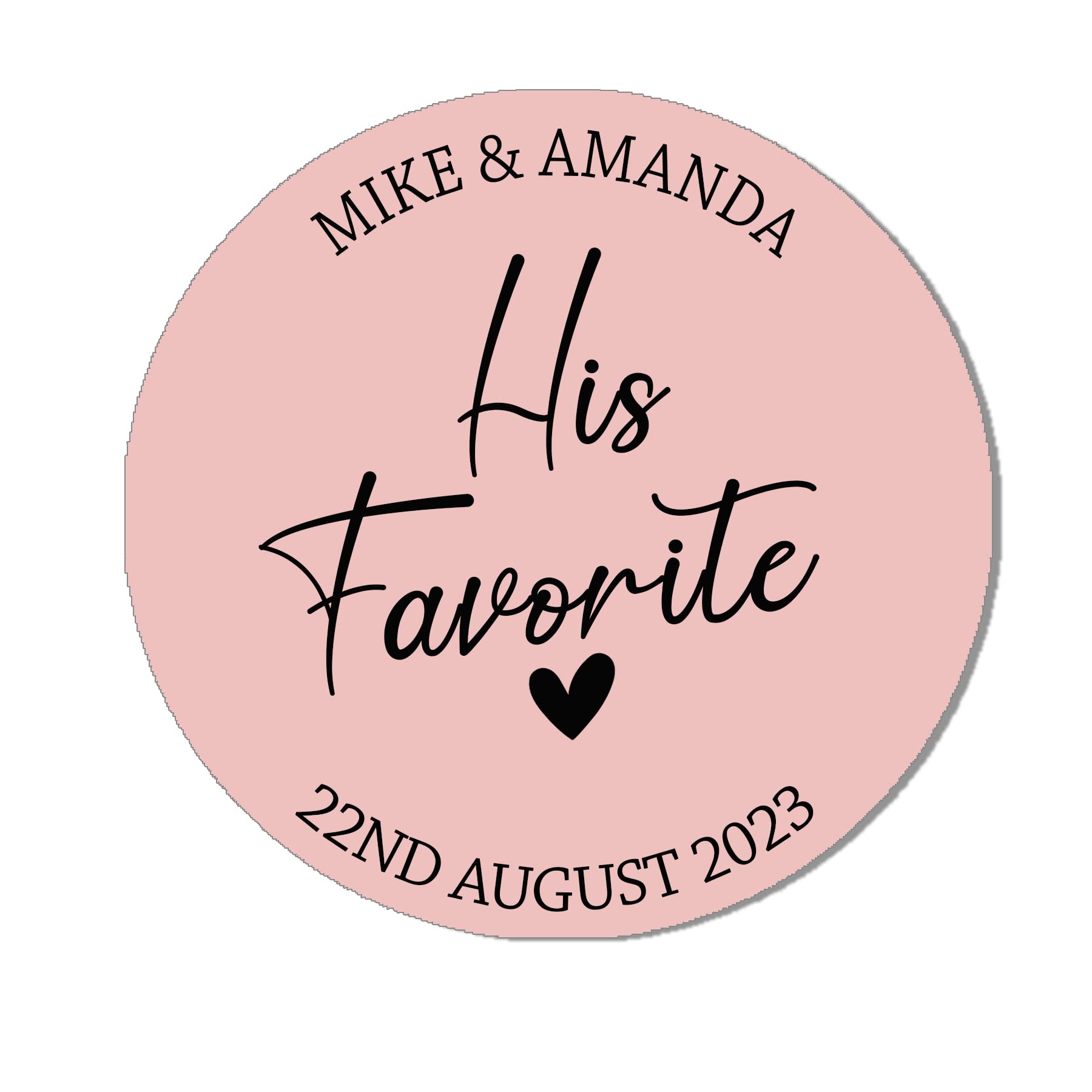 His & Her Favourite Sticker, Party Favour Stickers, His Favorite Label, His Favour Labels, Favor Stickers, Party Bag Label - HIS FAV - 24 Pink (45mm)