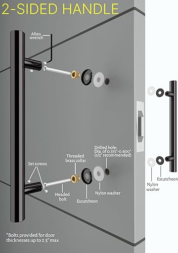 Miniatura 5 de Moderno Contemporáneo Barra de forma redonda Escalera, Puerta de acero inoxidable Tira de regadera de cristal, Entrada de granero Interior exterior
