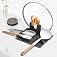 Auoon Silicone Spoon Rest with Lid Holder - 3 in 1 Kitchen Utensil Rest for Soup Ladles, Pot Lids, Spatulas, Spoons, Tongs, B