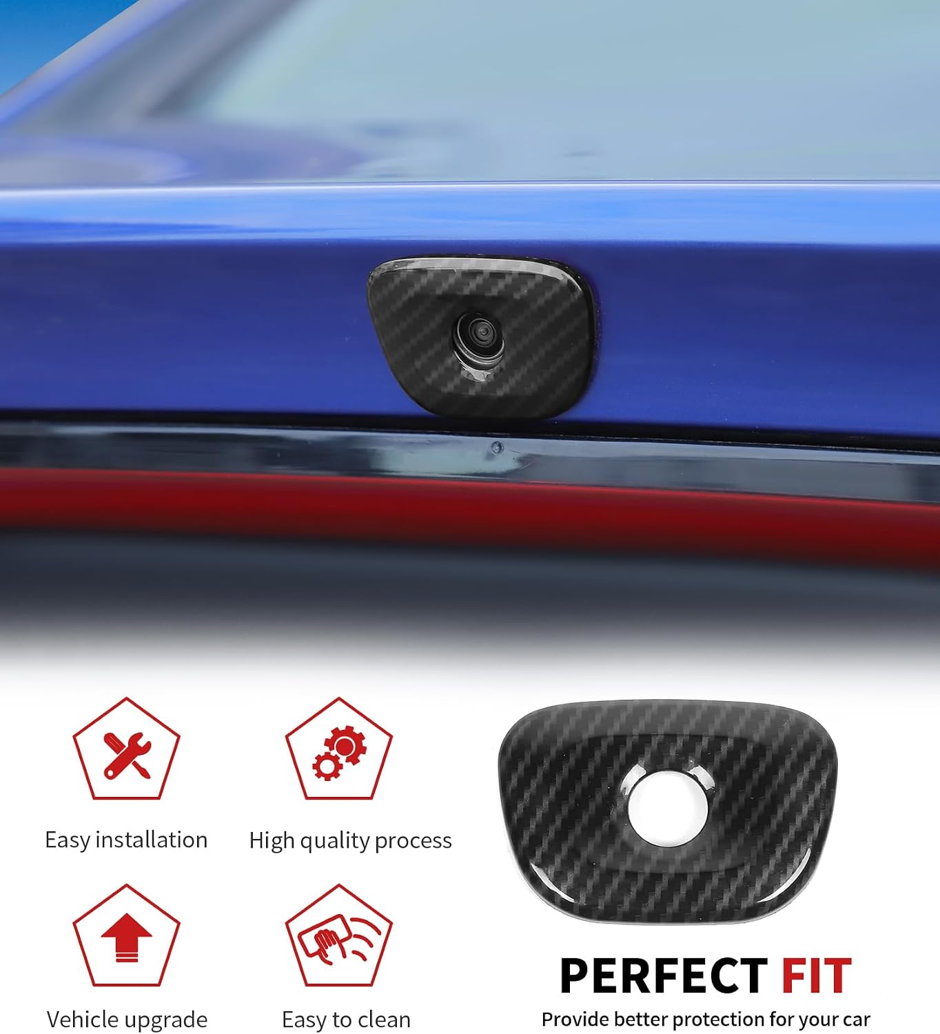 JWWY Carbon Fiber Rear Door Tailgate Backup Camera Cover Trim Compatible with 2015–2026+ Dodge Charger Exterior Accessories image 5
