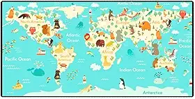 Mouse Pad Gamer Speed Extra Grande 70x35cm - Mapa Mundi Animais - Exbom