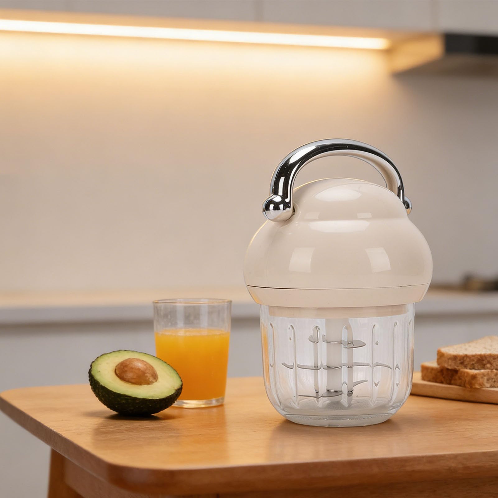 Jiawu Picadora de Ajo Eléctrica, 21000 RPM, 350 Ml de Capacidad, Procesador de Alimentos para Bebés Recargable, Procesador de Alimentos Inalámbrico con Cable de Carga USB para para Bebés y Molienda