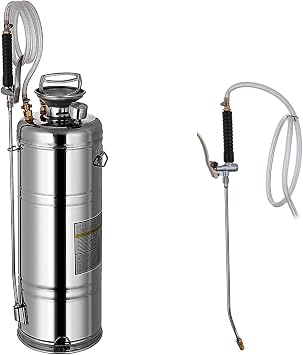 4-12L Hand Powered Sprayer Stainless Steel Watering Spraying Sprinkling Atomizer Pump Home Ground Garden Cleaning Sprayer Color 4L 1Gal