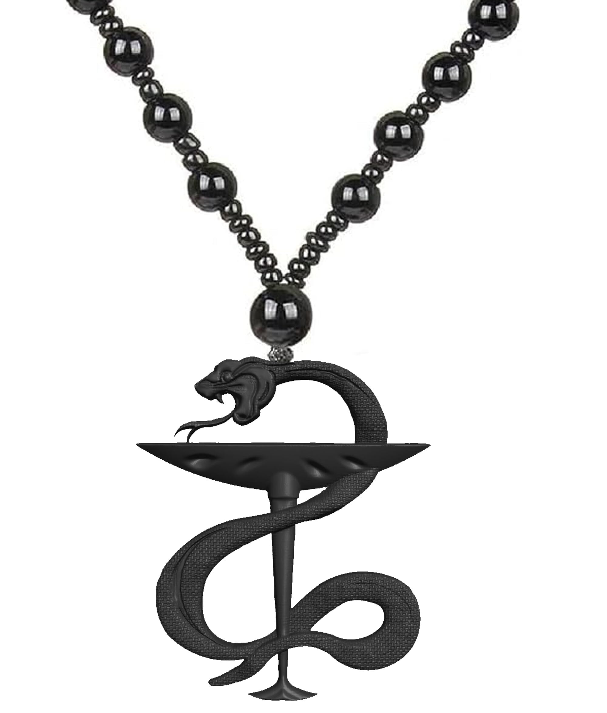 Black Snake & Chalice Pendant Necklace Handmade Resin Mystical Charm Adjustable Beaded Chain Alchemy Jewelry Gift for Men & Women-image-30