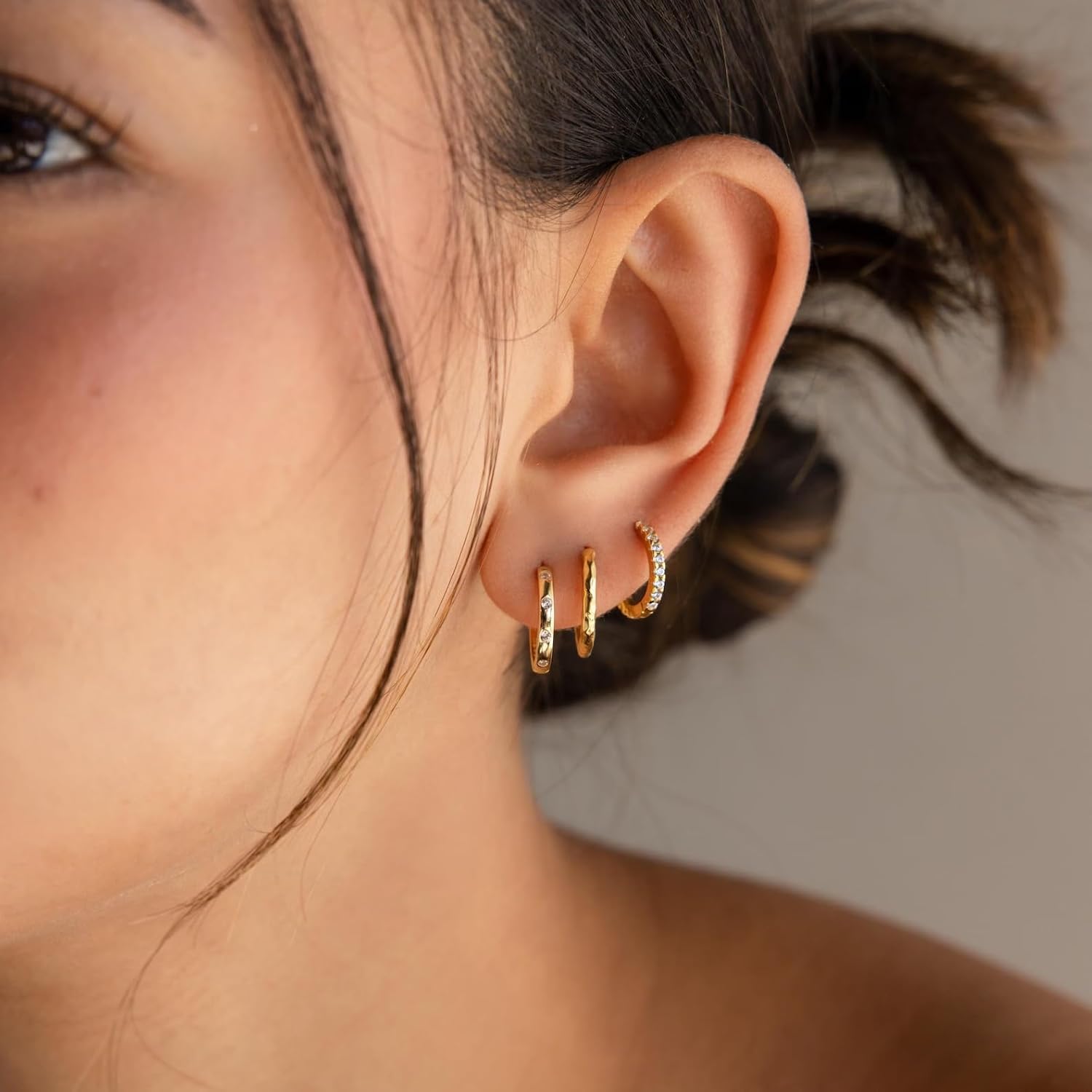 CZ Diamond Huggie Earrings, Minimalist Stacking Tiny Hoops for Women, 18K Gold Plated Silver Jewelry, Graduation Gift for Her