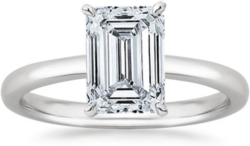 4 to 10 Carat 14K White Gold LAB GROWN Solitaire IGI CERTIFIED Diamond Engagement Ring (E-F Color VS2-SI1 Clarity)