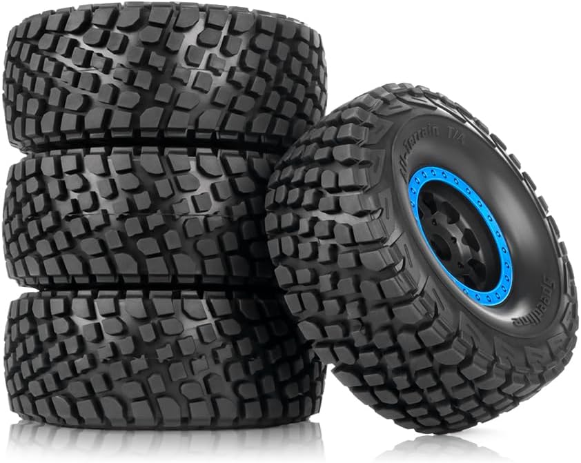 1/7 Mojave Desert Short Course Truck Tires Wheel Compatible with TRAXXAS UDR Off-Road Buggy Tire 17MM Adapter Wearable FS 336184 RC Model Car (red)