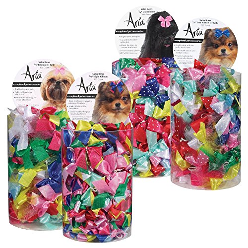 Aria Laços de fita tripla para cães, latas de 100 peças