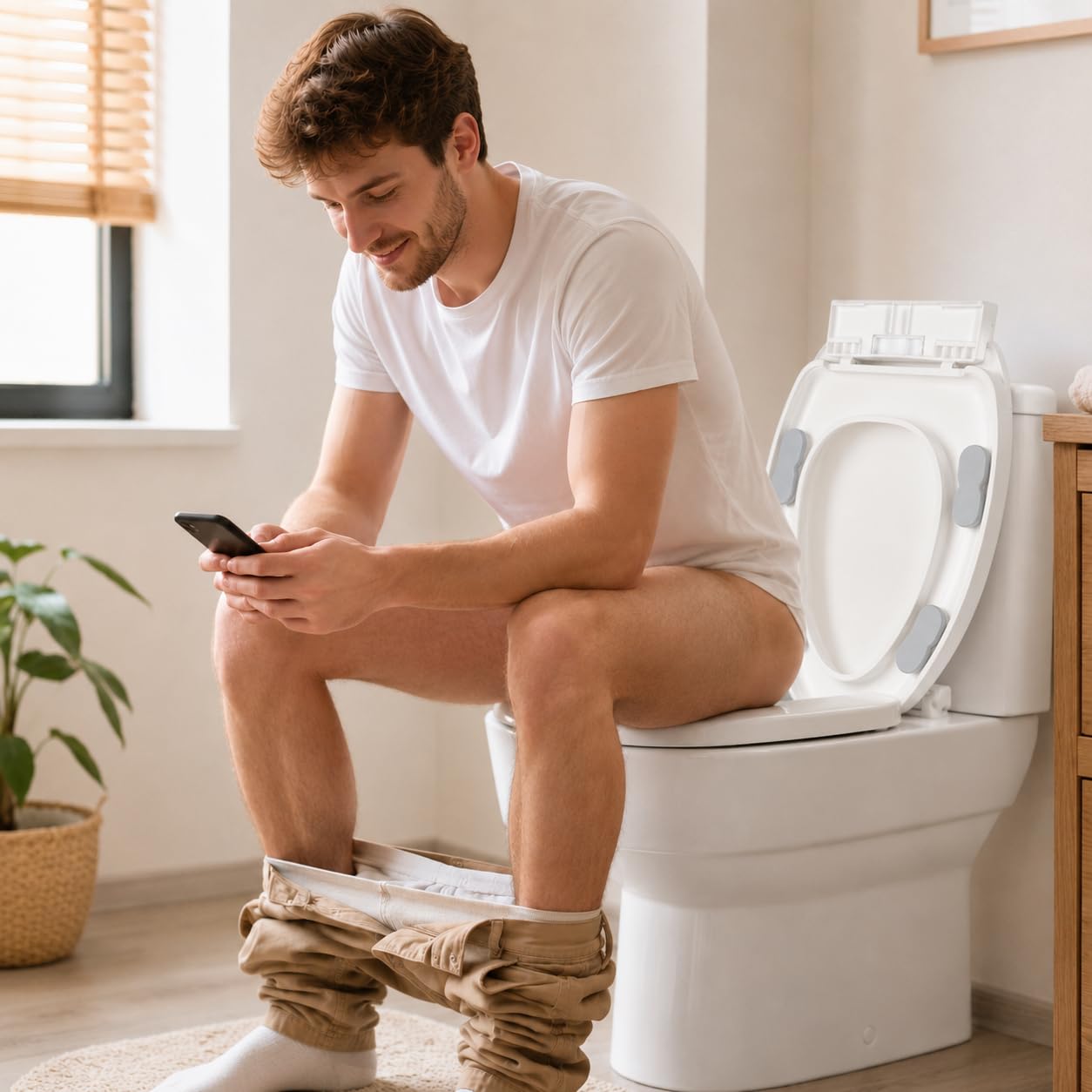 Sedile Del Water con Coperchio Rialzato Ispessito a Chiusura Design a V Sgancio Rapido Universale in Materiale Polipropilene Resistente atto per Bagno di Casa E Sanitari