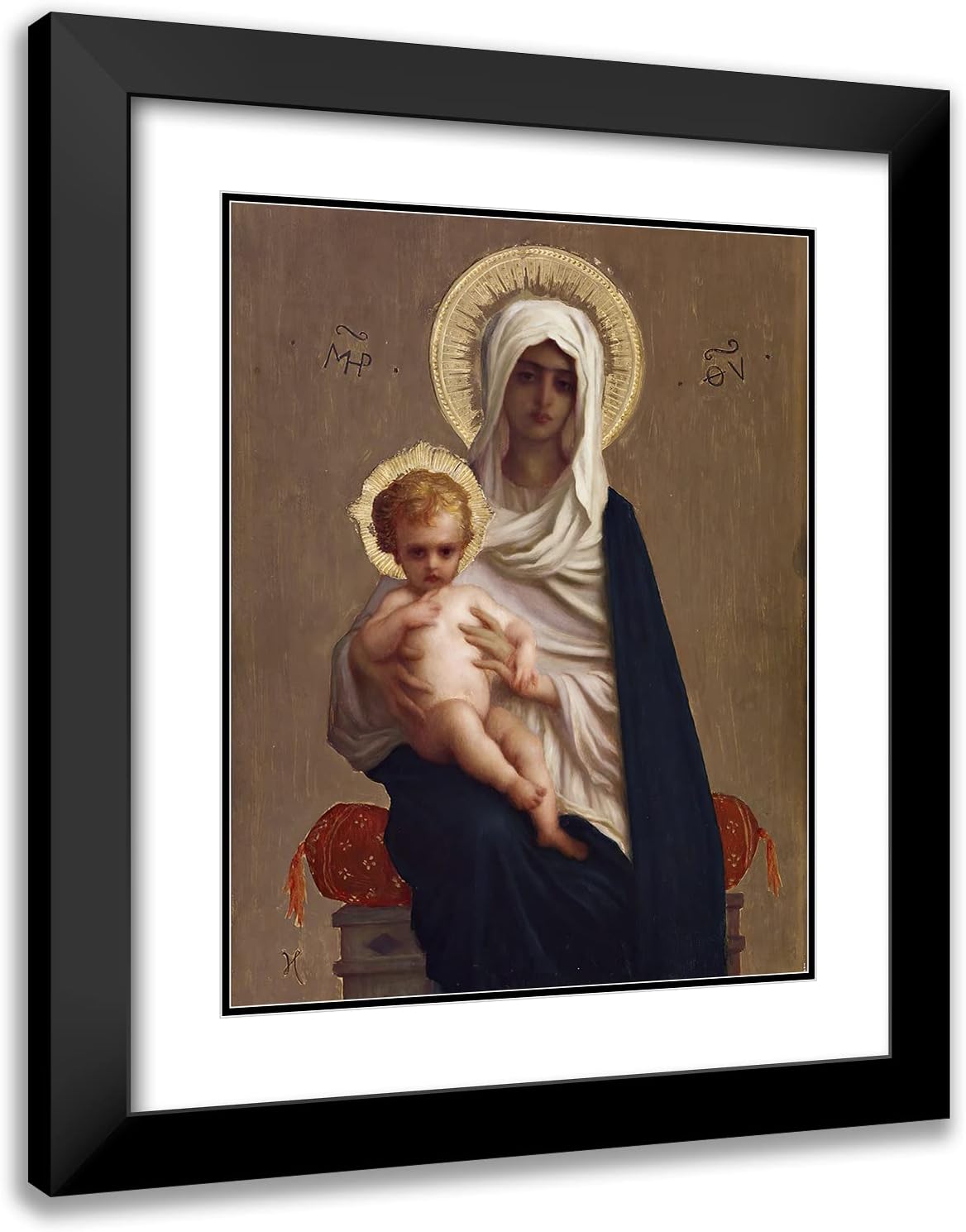 ArtDirect Ernest Hébert 15x18 Black Modern Frame and Double Matted Museum Art Print Titled - Virgin of the Deliverance (C.1872)