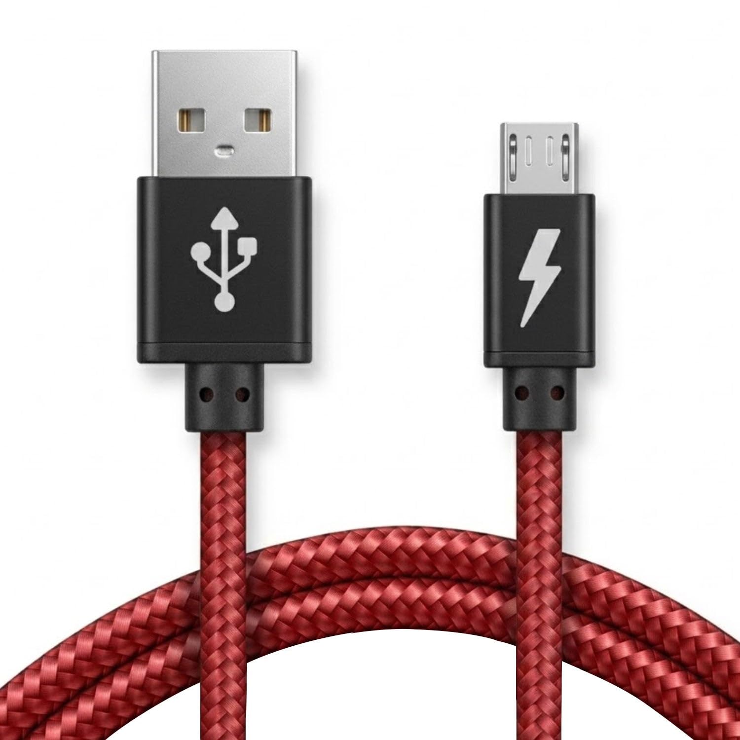iSOUL Micro USB Cable, Red 2M Android Charger Cable 2.4A Nylon Braided Fast Charging Cables for PS4, Samsung Galaxy S7 S6 S5 J7 J5 J6 J3, Note, LG, Nexus, Nokia, Xbox, HTC,Sony, Kindle Fire, and More