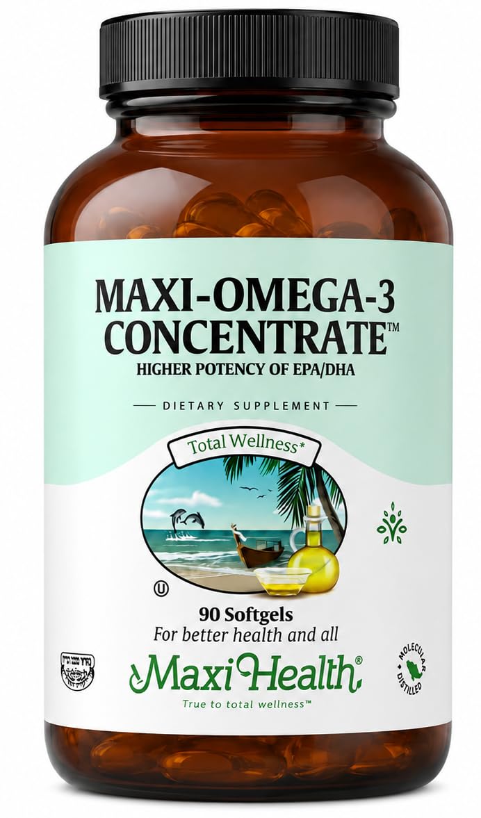Maxi Health® Fish Oil Omega 3 Supplements, 2000mg (90 Softgels) 90 Count (Pack of 1)