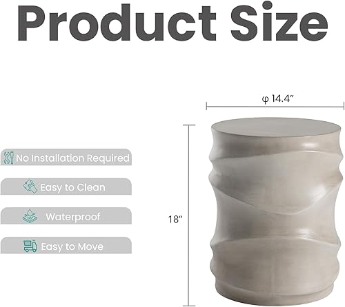 Vista 35 de SUNBURY Mesa auxiliar para exteriores, mesa auxiliar de 19 pulgadas de alto, mesas auxiliares de patio, mesas auxiliares, taburete de jardín