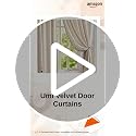 Image of Amazon Brand - Umi blackout Velvet Eyelet Door Curtains with pom pom Lace for Living Room Bedroom Kitchen 1 pc Pack in Beige Color (Door - 4 feet x 7 feet)|Solid