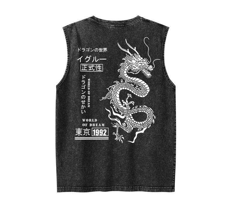 UOUA Men's Graphic Tank Tops Washed Sleeveless Tee Shirts | 100% Cotton, Ribbed Crewneck,…