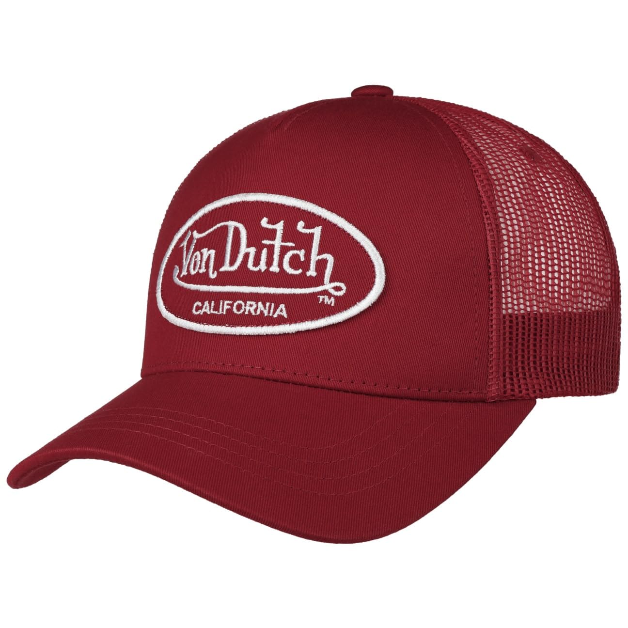 Von Dutch Classic Oval Logo CapDutch Women/Men - Trucker Cap Baseball mesh Snapback, with Peak All-Season Spring Summer Autumn Winter - One Size red
