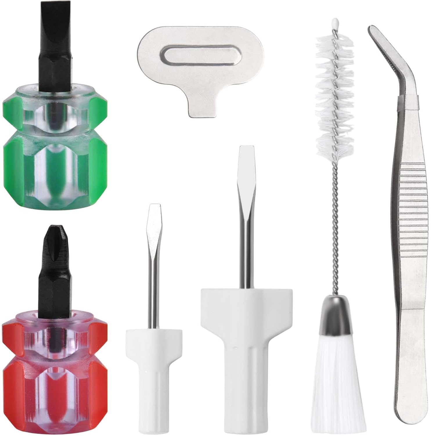 LEONTOOL 7-Piece Sewing Machine Cleaning Kit Includes Needle Plate Screwdriver Tweezers Double Headed Lint Brush Ultra Short Flathead and Stubby Phillips Screwdrivers Sewing Machine Repair Tool