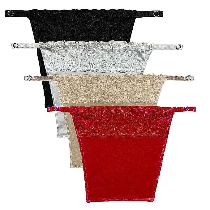 vikimo Women's Cotton Clip on Mock Lace Cami Secret Camisole Deep Neck Cover Up Inner Slip Free Size Pack of 4pc-picture-23