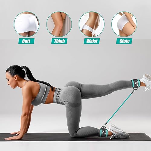 Miniatura 2 de Juego de bandas de resistencia de tobillo, banda de tubo de tobillo con ajustable, bandas de resistencia de 3 libras diferentes, entrenamiento de