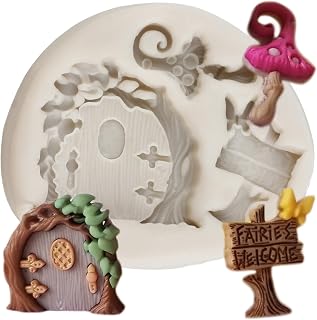 Enchanted Vintage Fairy Garden Fairy Gnome Home Door Mushroom Silicone Fondant Molds For Sugar Cake Decorating Cupcake Topper Candy Chocolate Gum Paste Polymer Clay