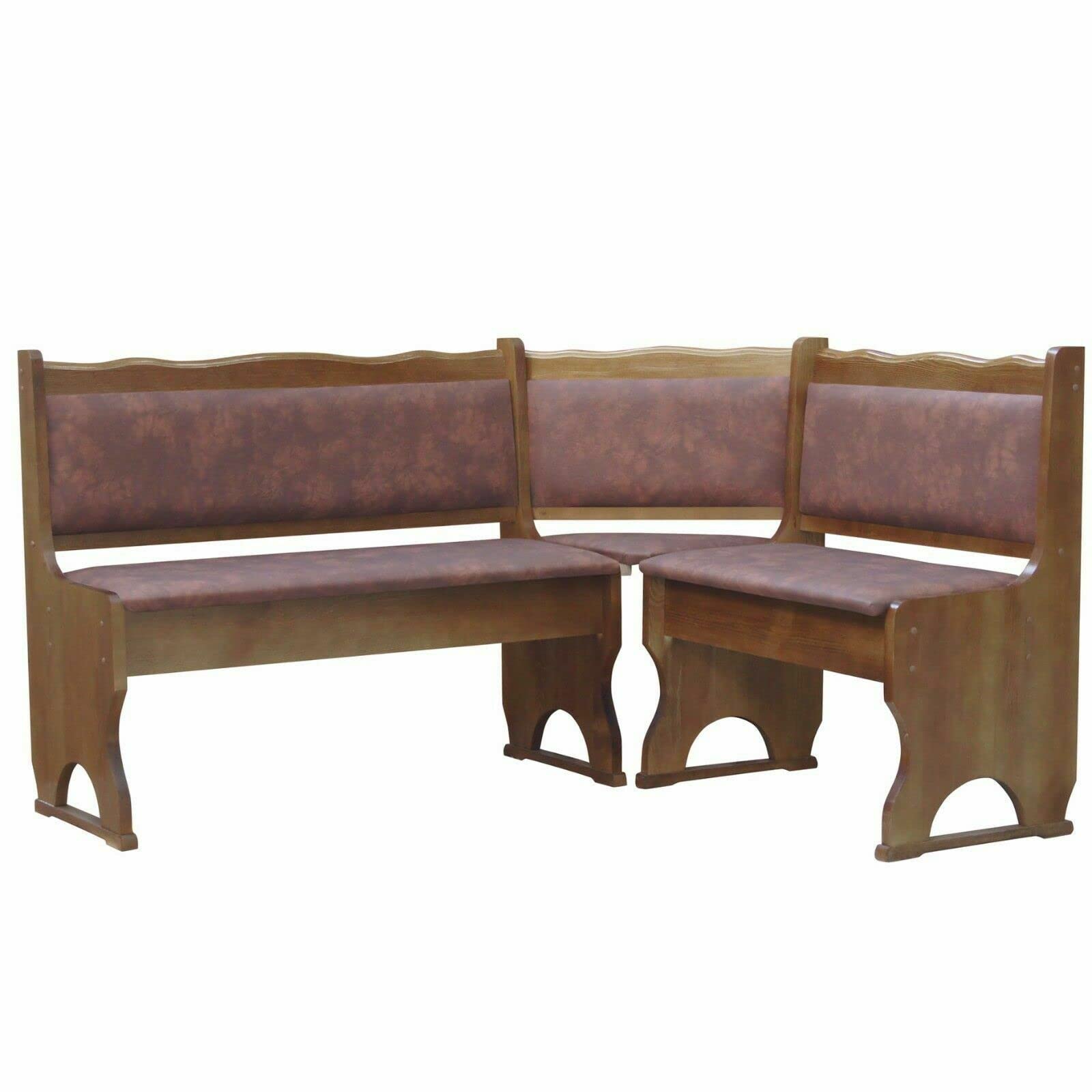 k koma Imbottitura Panca angolare in legno di pino, colore rovere con imbottitura, in legno massello – Nuova pelle ecologica marrone (100 x 160)