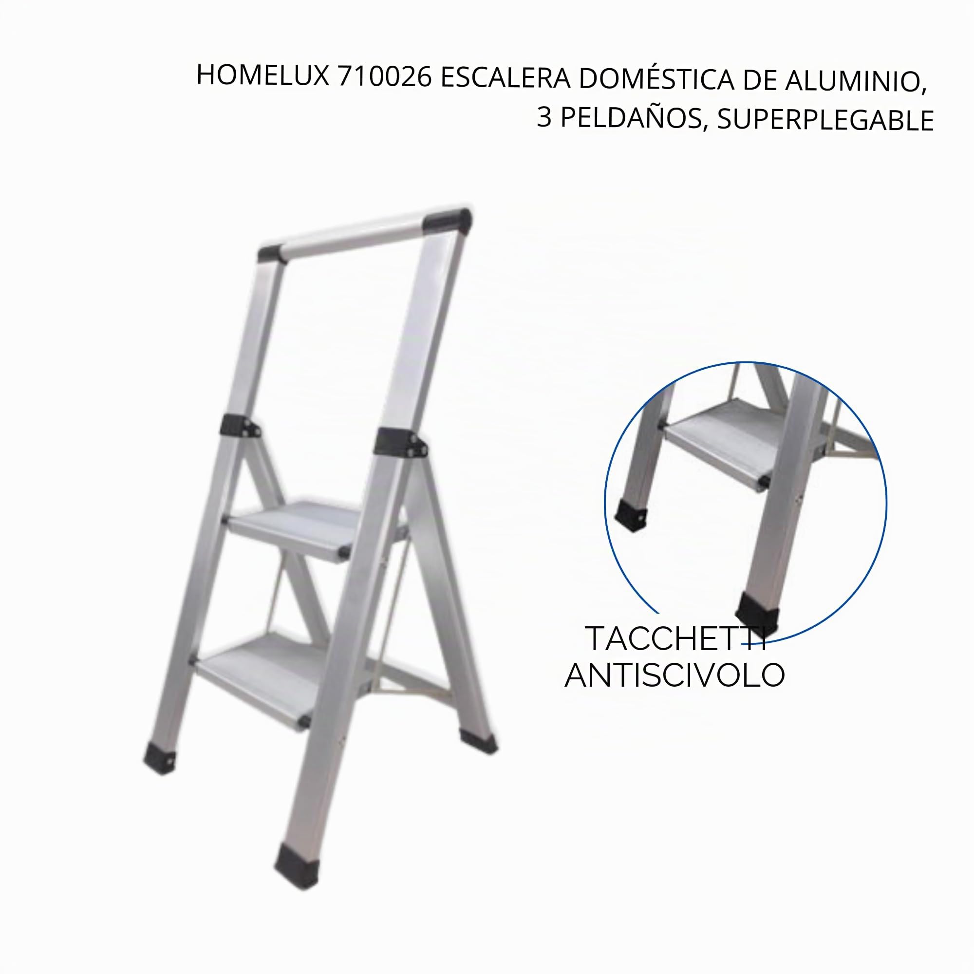 Homelux 710030 Scala piatta per uso domestico, in alluminio, 2 gradini