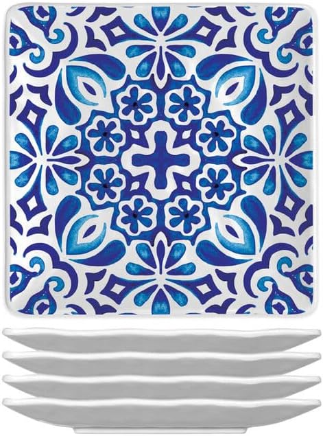 Michel Design Works Melamine Canape Plate, Indigo Seas - Set of 4 (828438)