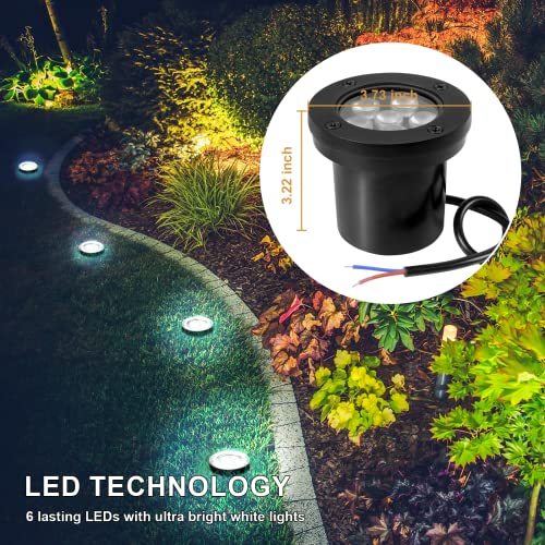 Intwell Low Voltage Landscape Lights,6W Outdoor Led Ground Lights For Garden Lights 12V-24V Led Landscape Lighting For Lawn Pathway Backyard,Patio Walkway Decor 8Pack Black (Cool White(6000K)) #TOP7
