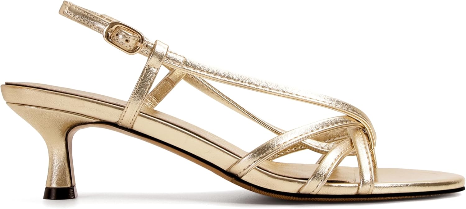 SOVANYOU Strappy Kitten Heel Sandals for Women Slingback Heeled Sandals Womens Round Toe Comfortable Casual Sandals