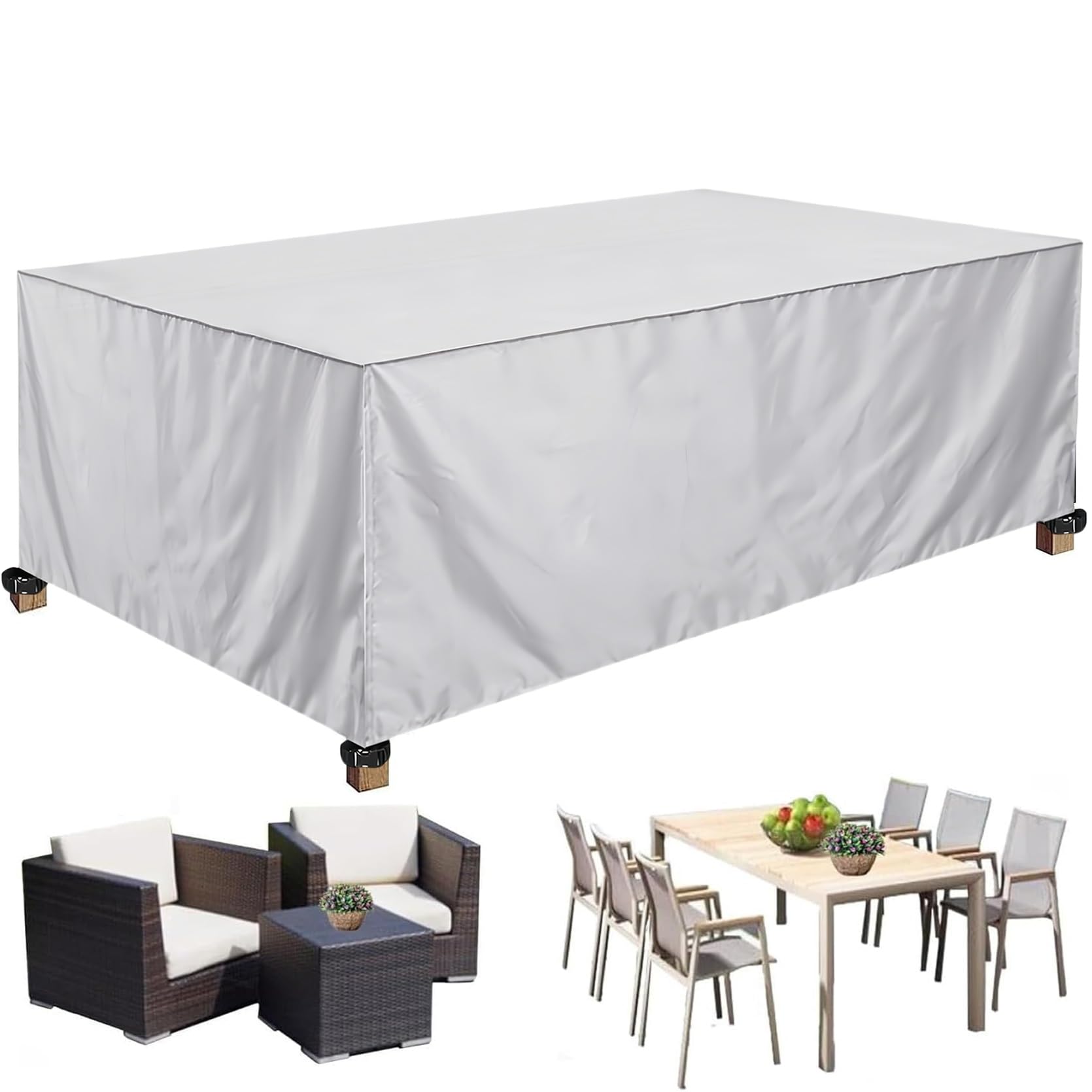 XUEQXUE Garden Table Furniture Cover 210 x 80 x 60 cm(L x W x H) Garden Table Cover Patio Set Cover, Tear Resistant, Fade Resistant, Garden Outdoor Table Cover, for Any Furniture, Ivory