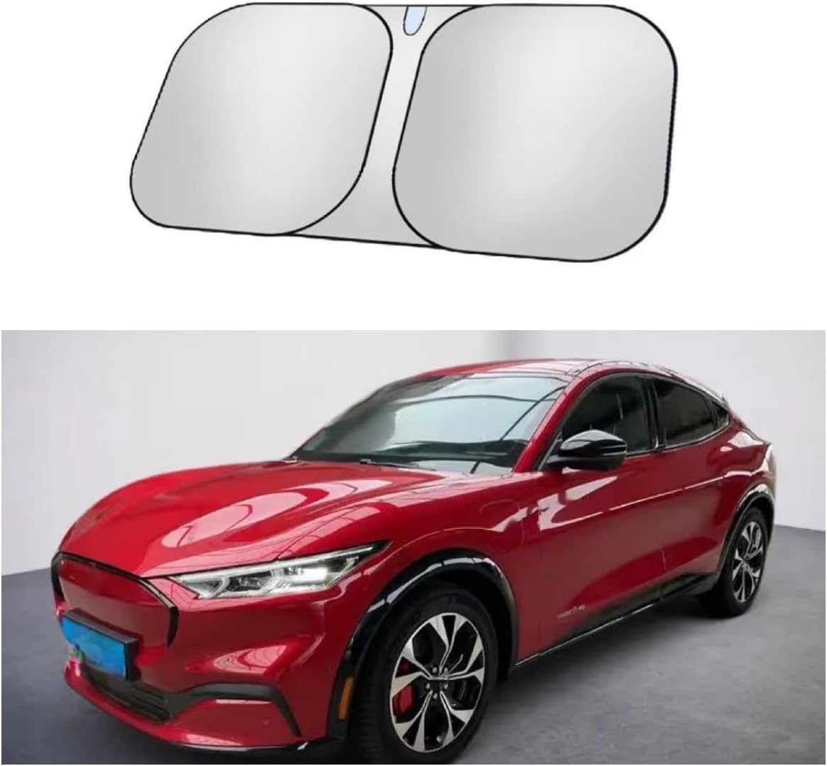 Car Windscreen Sun Shade for FordMustang Mach-E,Silver Titanium Foldable Car Sunshades Car Front Windshield Shades Sun Blocks UV Rays Keep Vehicle Cooler Car Accessories