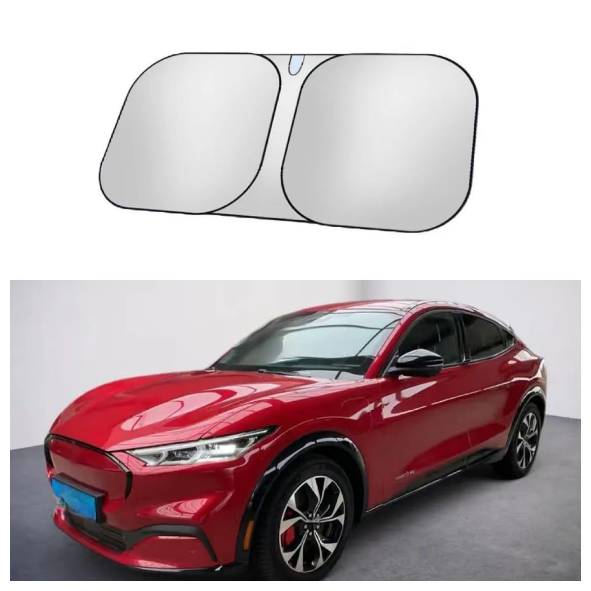 Car Windscreen Sun Shade for FordMustang Mach-E,Silver Titanium Foldable Car Sunshades Car Front Windshield Shades Sun Blocks UV Rays Keep Vehicle Cooler Car Accessories
