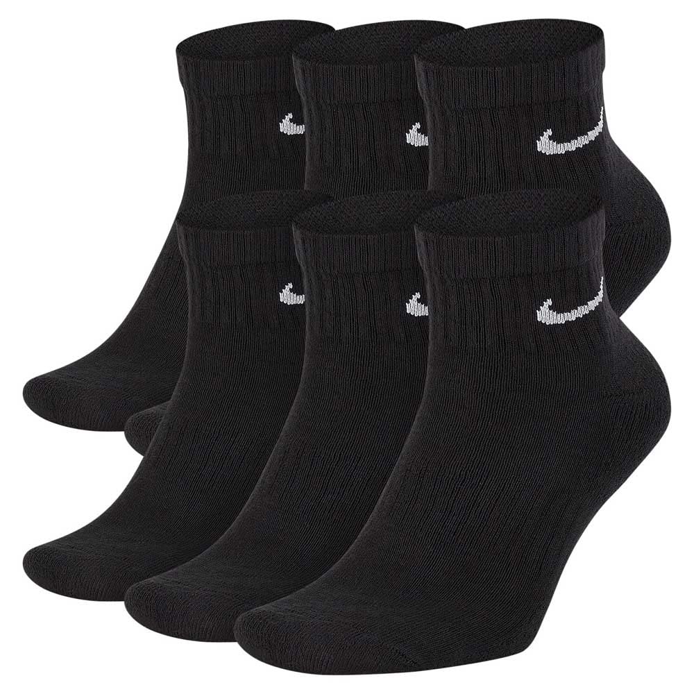 Nike Unisex Everyday Cushion Ankle Training Socks with Sweat-Wicking Technology (6 Pair), Black/White, Large