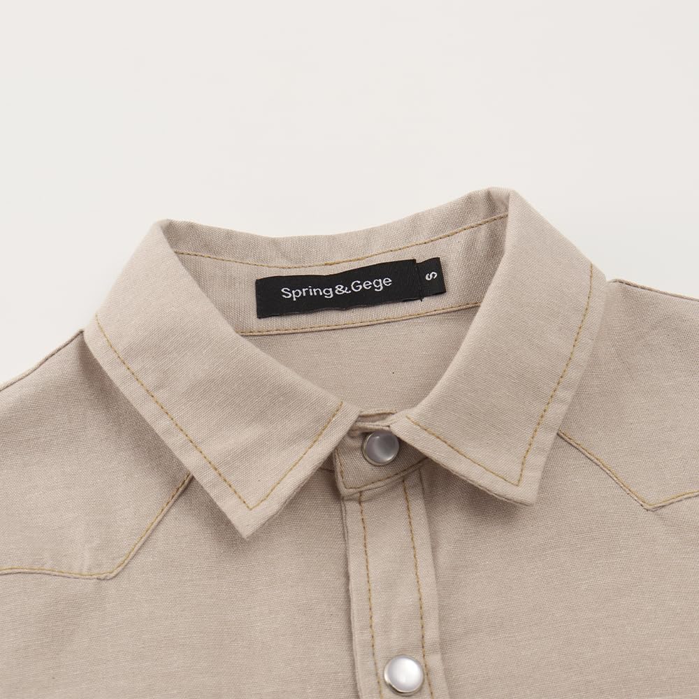 Spring&Gege Boys' Long Sleeve Chambray Shirt Western Cowboys Pearl Snap Button Down Shirts (5-14 Years) - Image 3