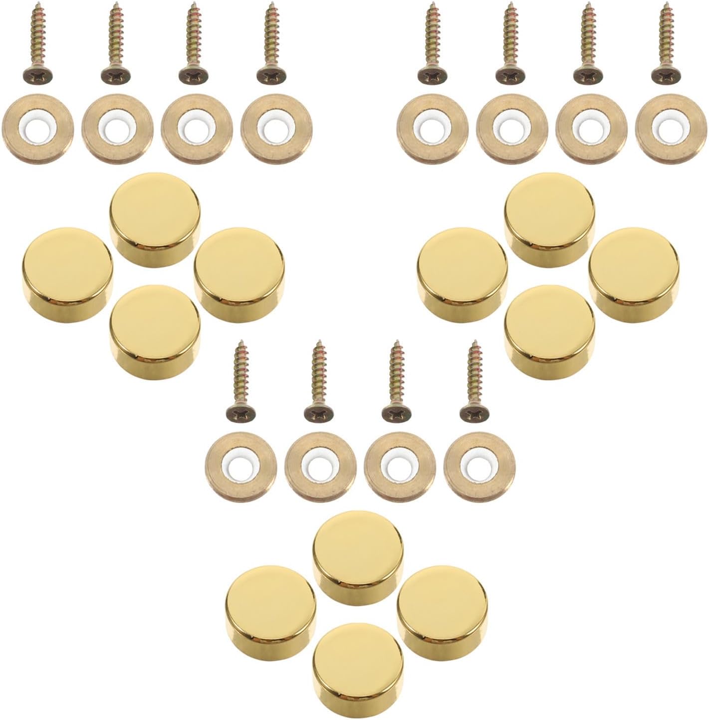 12 Sets Copper Decorative Mirror Screws with Screw Cover Caps, Versatile Fasteners for Metal and Glass Mirrors, Stylish Zinc Alloy Construction Nails for Office and Construction