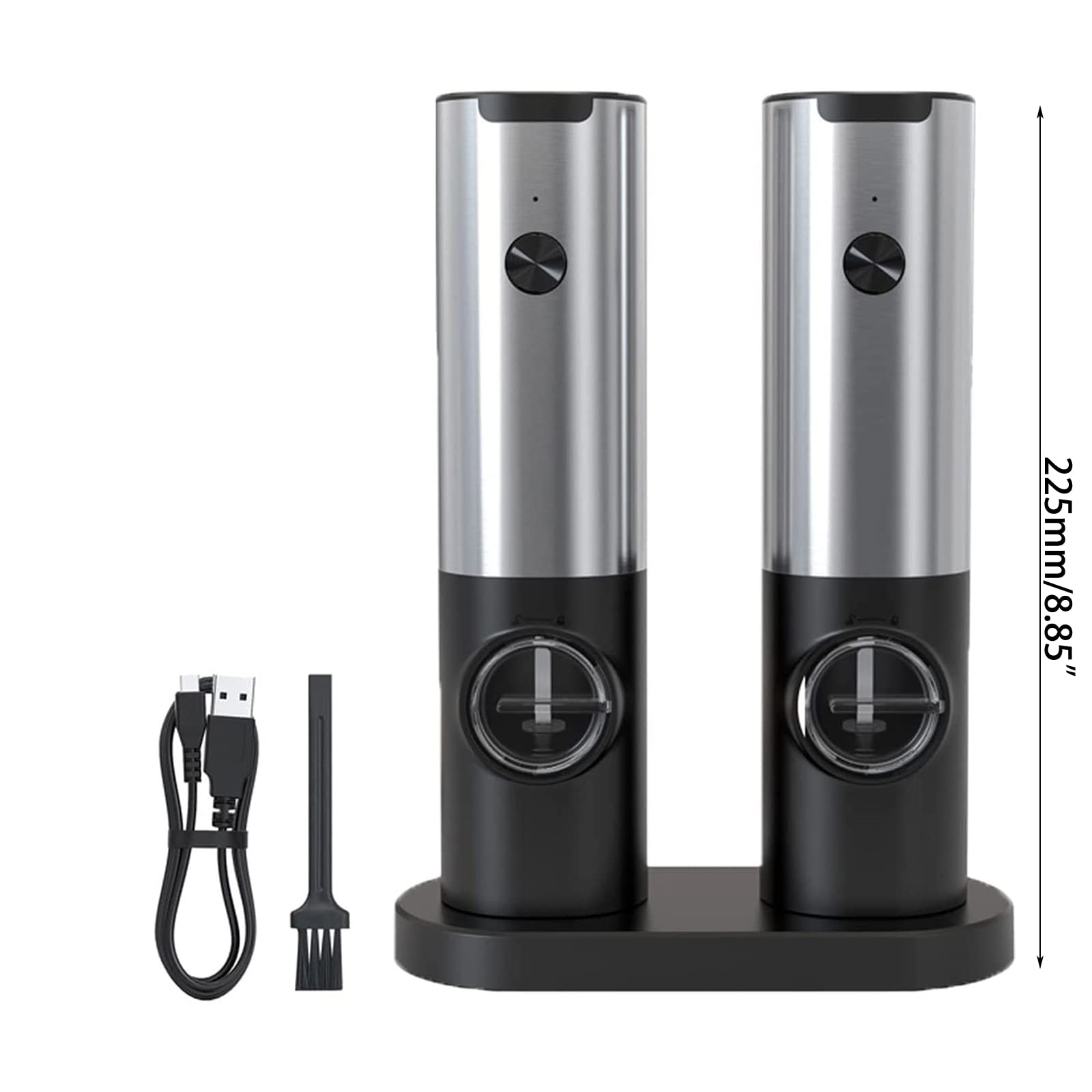 Macinino Elettrico Spezie Grinder Automatico Nero ABS e Acciaio Inossidabile