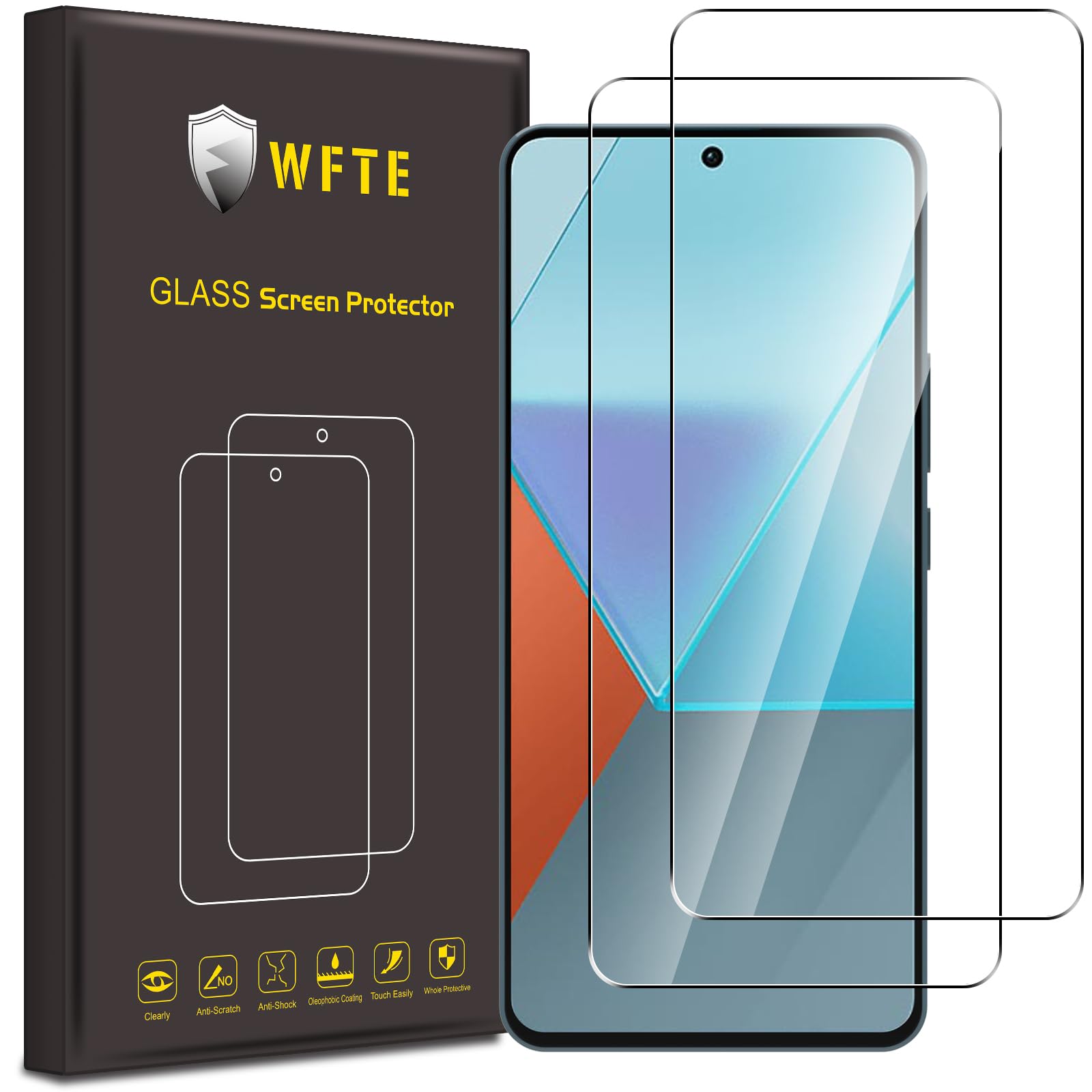 Protector Pantalla WFTE Xiaomi Poco X6 5G - 2 Pack Cristal Templado 9H