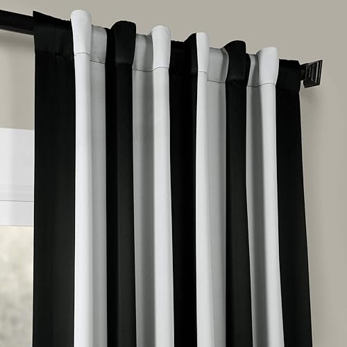 Miniatura 4 de HPD Half Price Drapes BOCH-KC43-120 - Cortina a rayas para oscurecer ambientes (1 panel), 50 x 120, toldo negro y blanco niebla