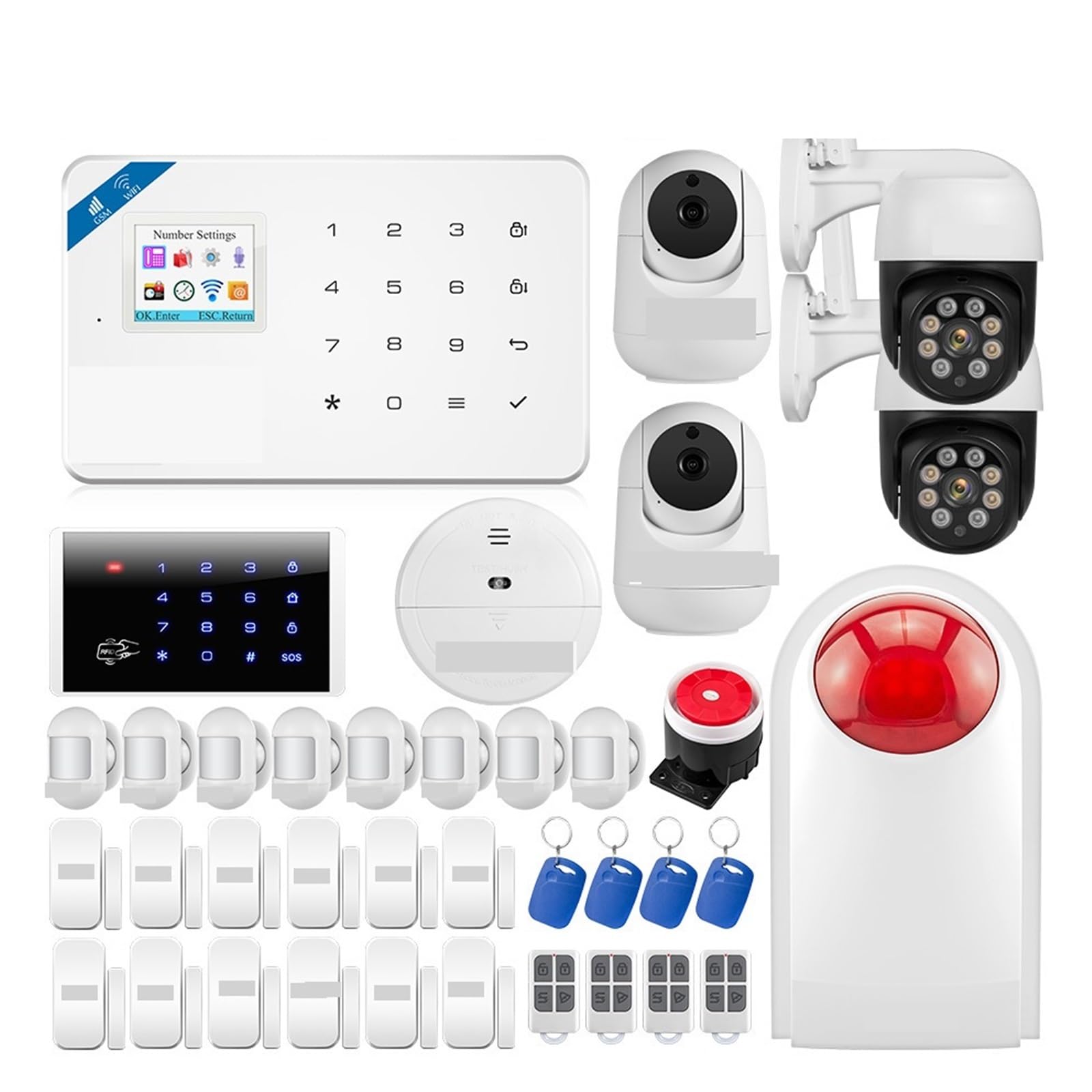 CUDTAPI GSM Smart Home Alarm System Kit 433Mhz Wireless Security IP Camera Control Motion Sensor Siren(W181 GSM Tuya Kit 2)