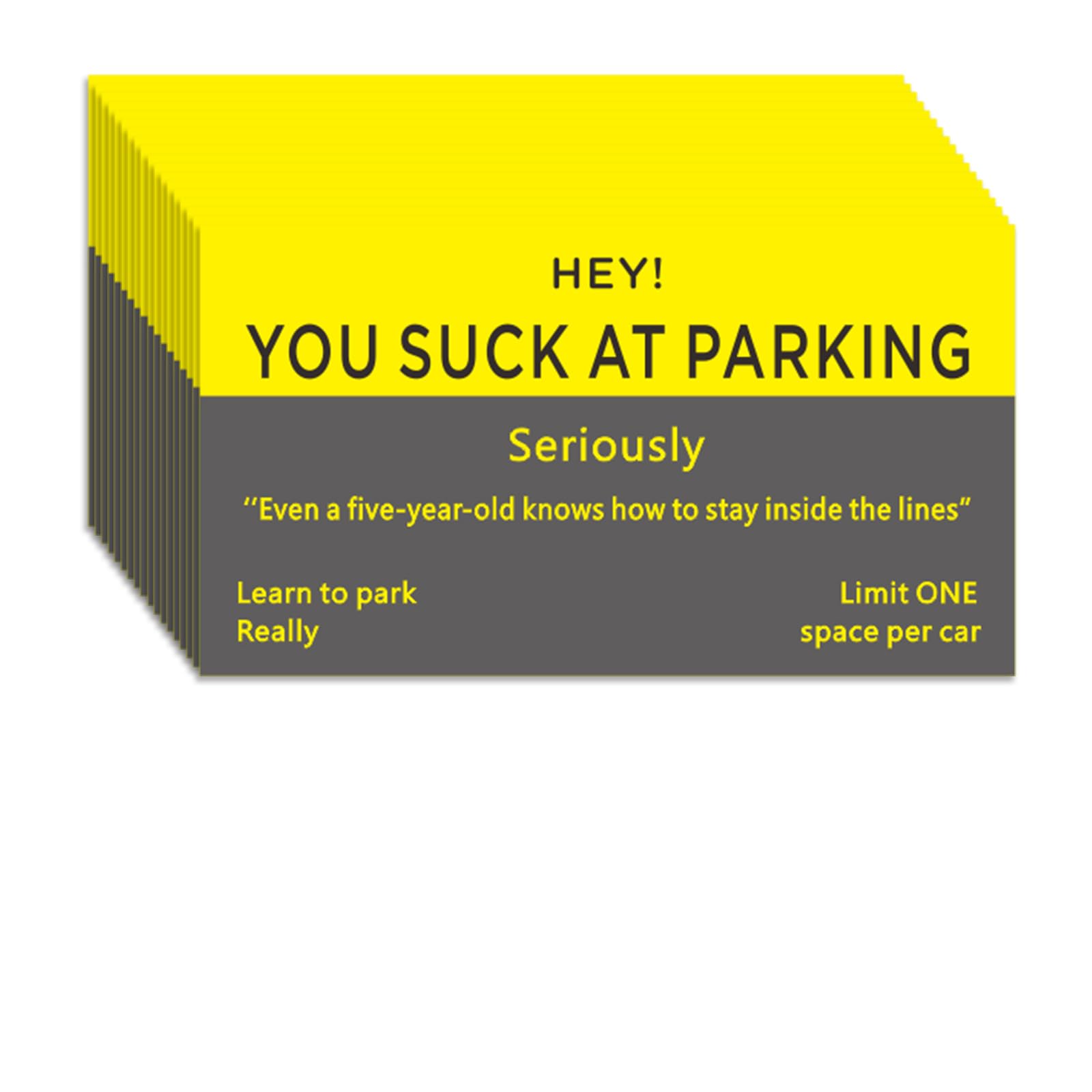 CDXHOME Bad Parking Cards - 100Pcs You Suck At Parking Cards -Funny Parking Violation Tickets Learn To Park Polite Reminder Business Cards(3.5 x 2