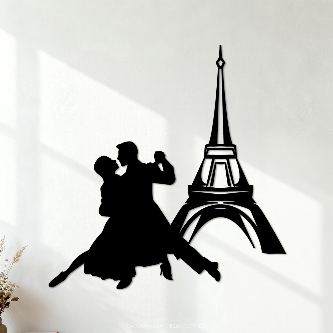 Mural and Wall Vinyl Decal Paris Eiffel Tower Ballroom Dancing Love 42x43.2cm Wall beautification Black
