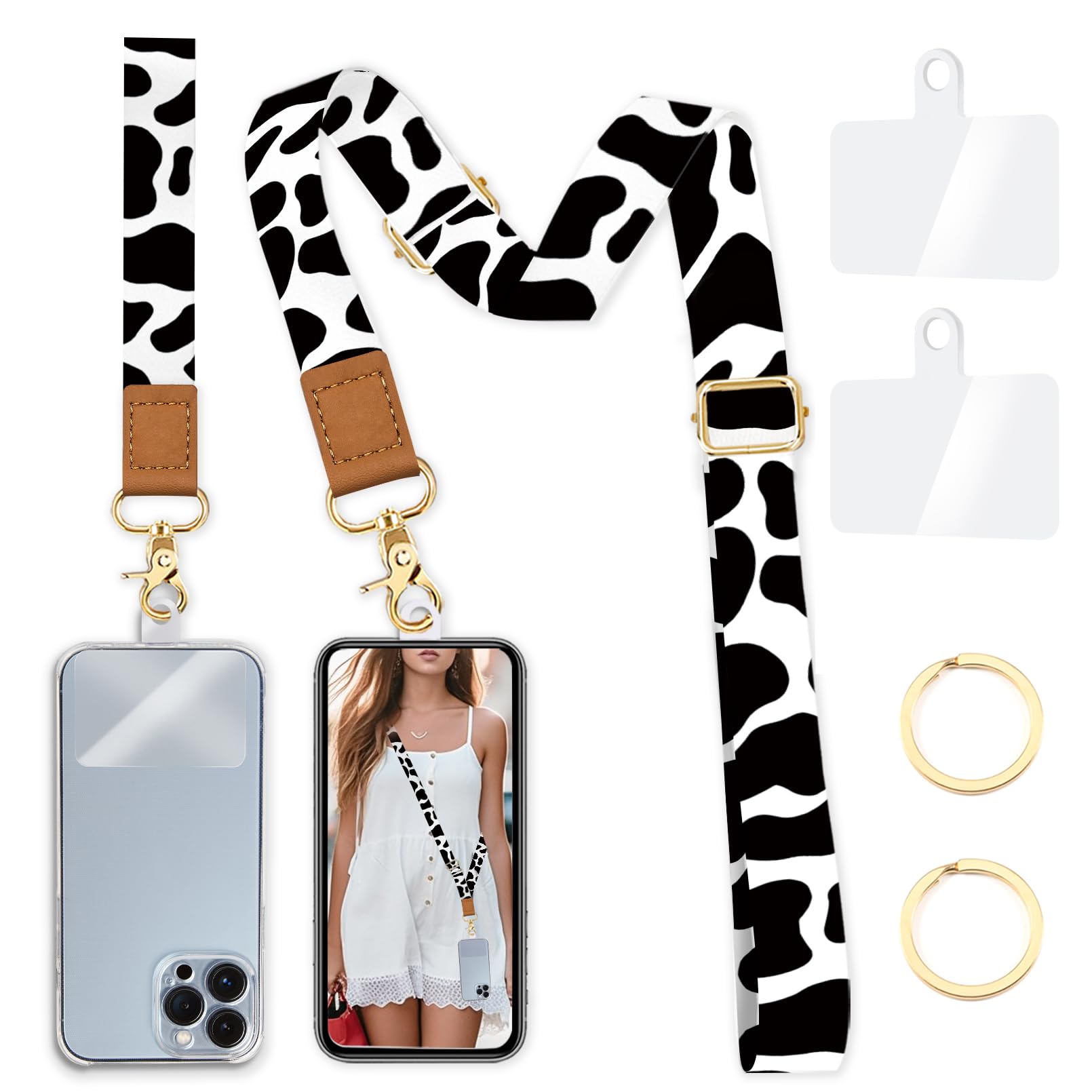 Yonlevres Phone Lanyard Crossbody Strap Wrist Neck Adjustable Women Cow