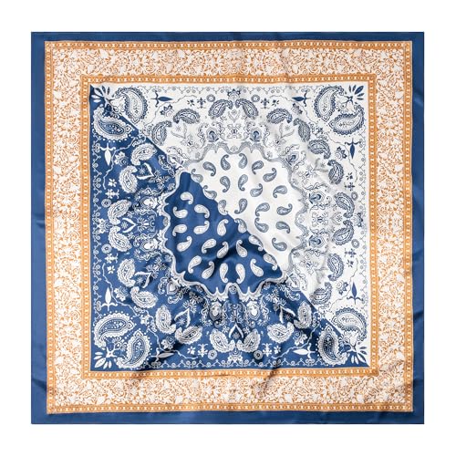 Image of 35 inch Men's Silk Cowboy Scarf - Oversized Western Bandana Neckwear, Large Square Scarf with Gift Packaging