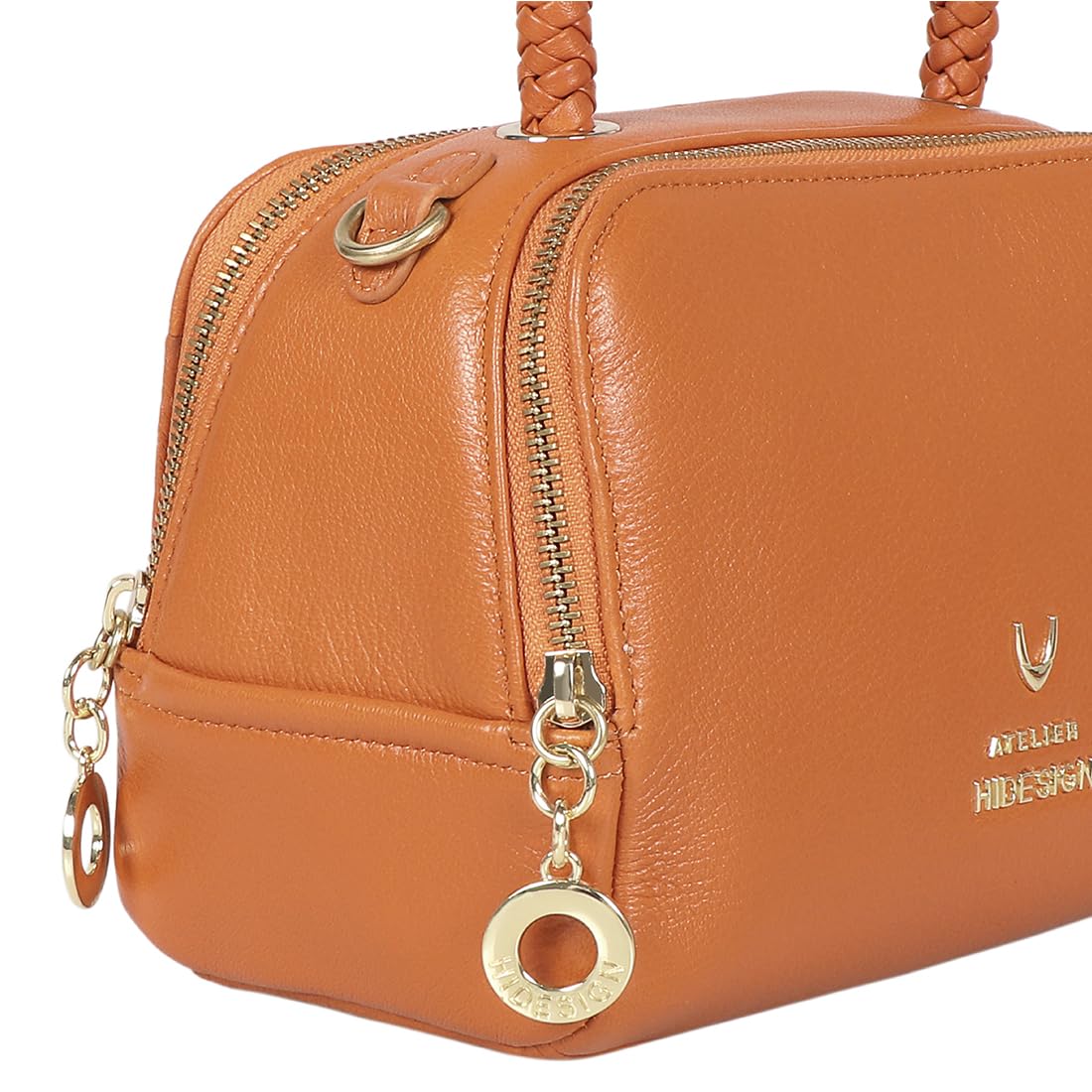 Hidesign CALLAS 04 Genuine Leather Women's Medium-sized Casual Bowling Bag | Handbag for Women - Orange 2