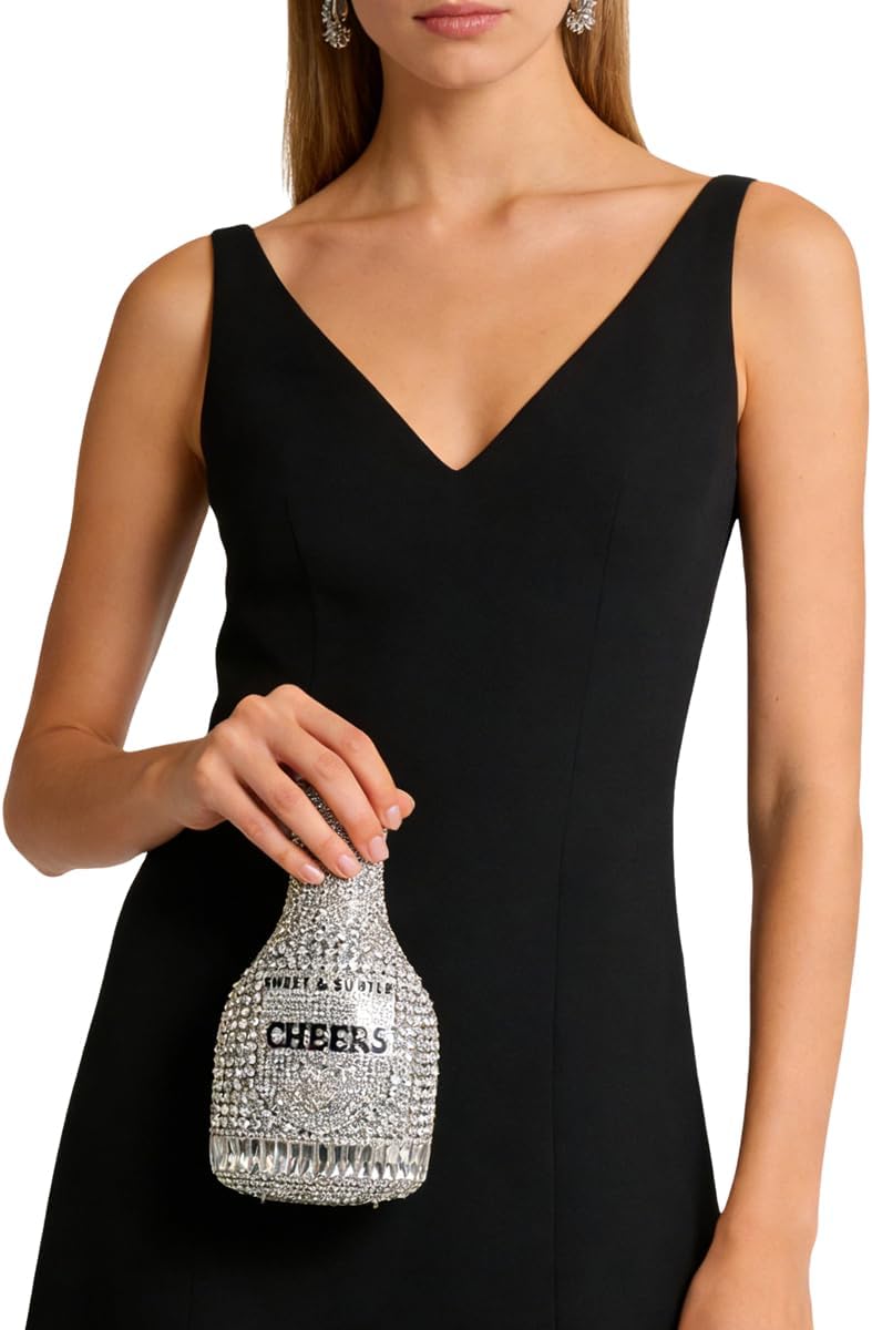 Women Champagne Bottle Rhinestone Clutch Unique Evening Bag Crystal Dinner Handbag Bride Purse for Party Cocktail - Image 2