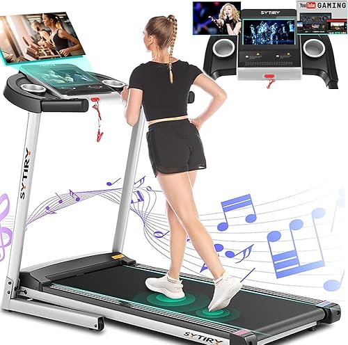 Miniatura 1 de SYTIRY Treadmill with TV Touchscreen 10" HD,3.25HP Folding Incline Treadmills for Home,WiFi Connection,3D Virtual Sports