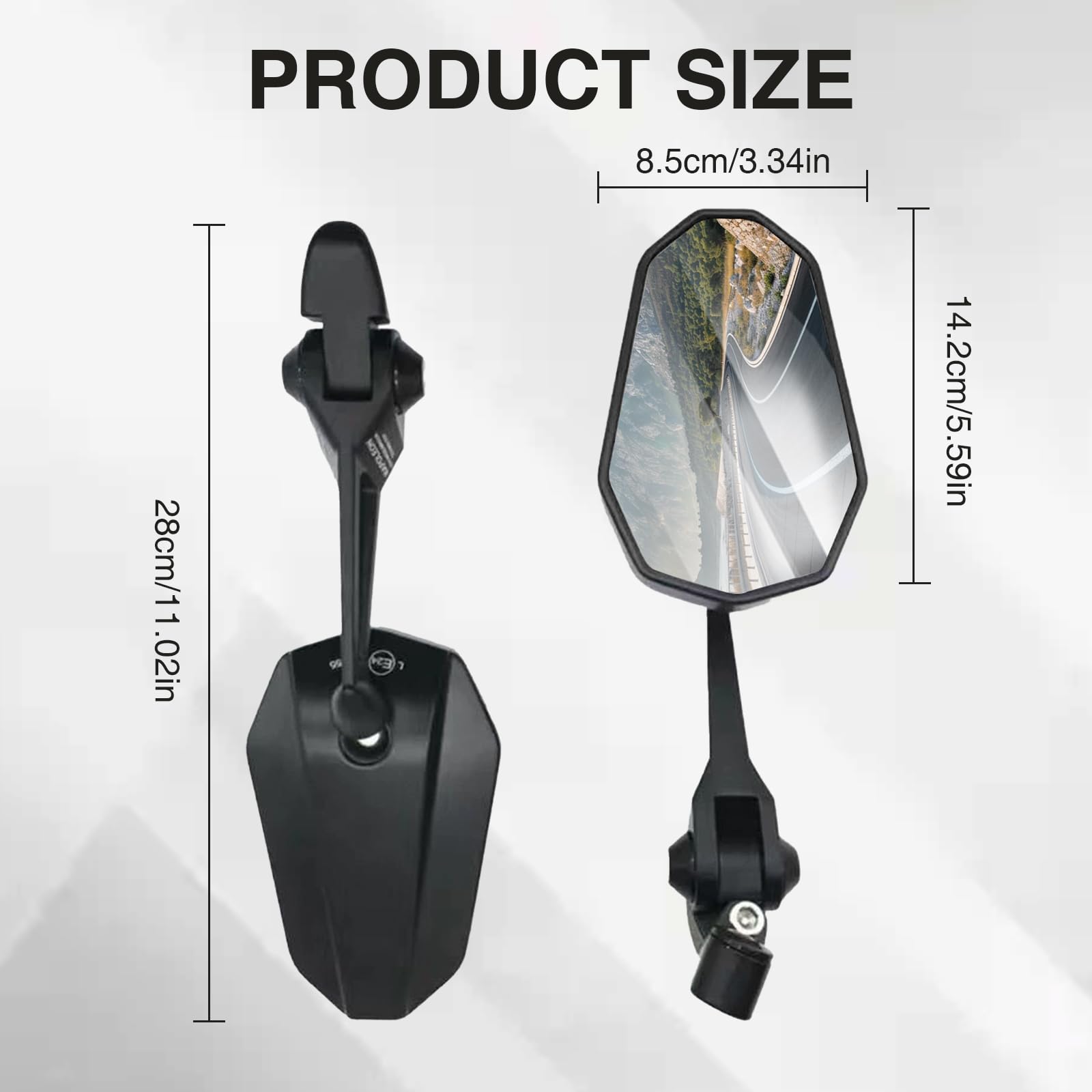 Landrain 2 Stück Lenkerendenspiegel E Geprüft, Motorrad Spiegel E-geprüft, Lenkerspiegel Motorrad 360°drehbarer für Scooter Roller Atv(links und Rechts)