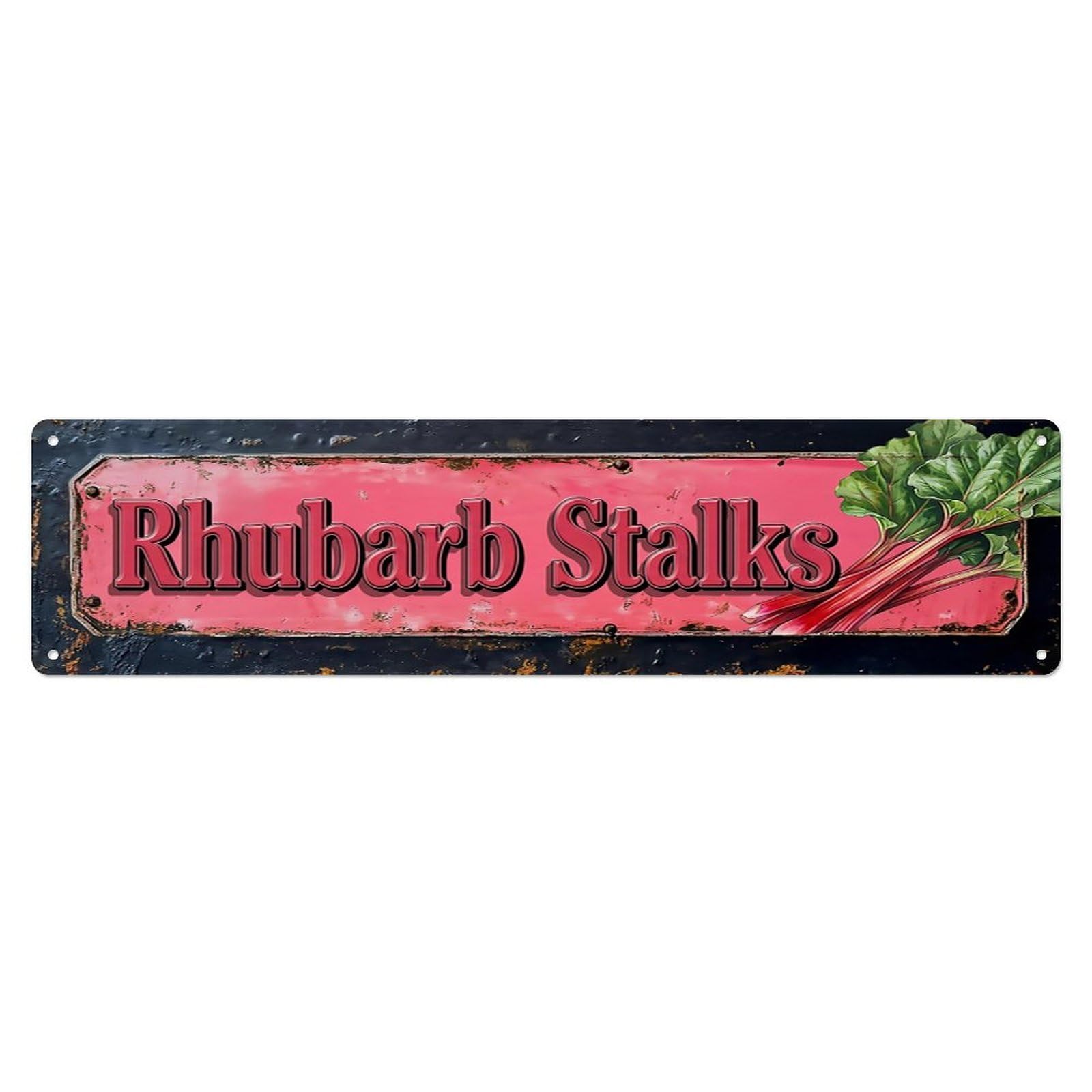 Vintage Rhubarb Stalks Tart Farmhouse Metal Tin Sign