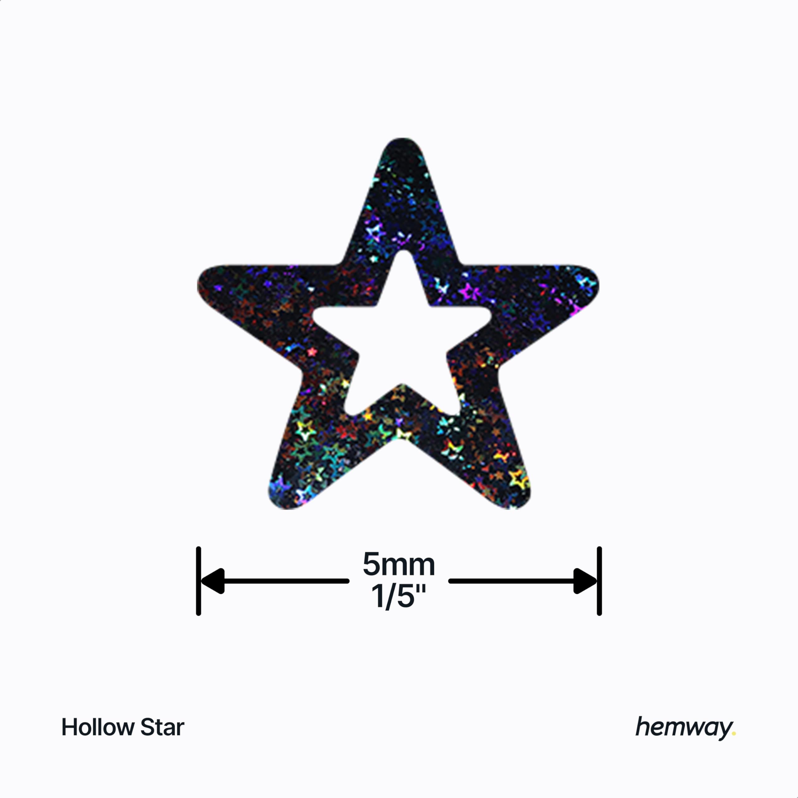 Hemway Craft Glitter Hollow Star Shape, 50g, Black Holographic, Hollow Star - Black Holographic, 50g / 1.8oz - Image 3