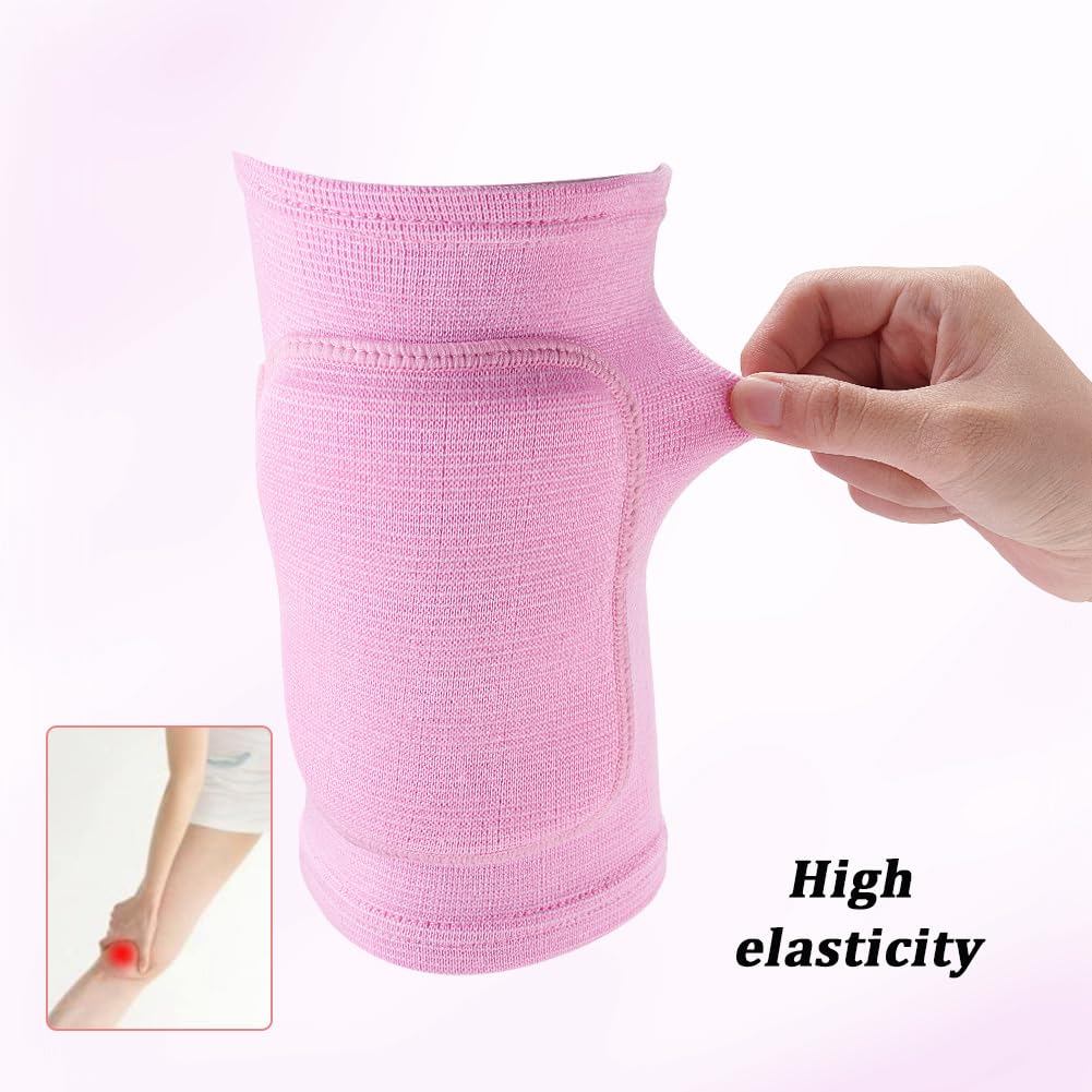 CREATCABIN Ginocchiere Pallavolo per Donne Uomini Morbide Traspiranti Ginocchiere Sportive Ginocchiere Protettive Elastiche per Basket Calcio Danza Yoga Allenamento Ciclismo Rosa Shocking 23 x 11.5cm